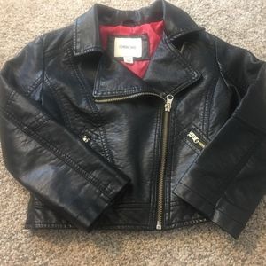 Super cute- Girls black faux leather Moto jacket